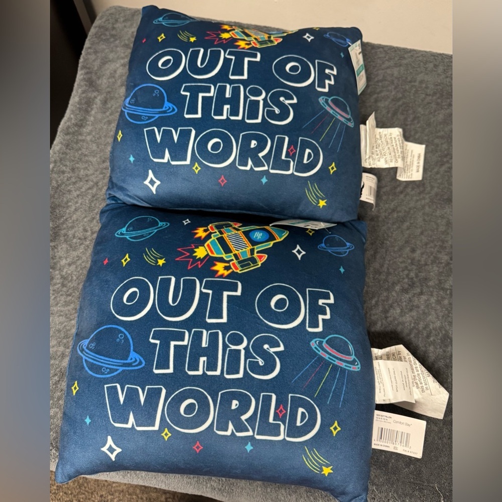 Comfort Bay Kids Space-Themed Pillow Set - Blue and Multicolor